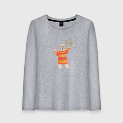 Лонгслив хлопковый женский Белый медведик, цвет: меланж