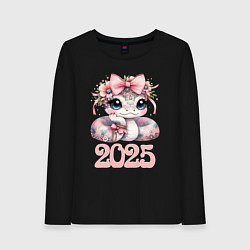 Лонгслив хлопковый женский Милая змейка - 2025, цвет: черный