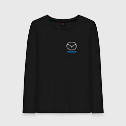 Лонгслив хлопковый женский Mazda auto logo, цвет: черный