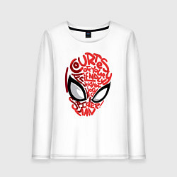 Лонгслив хлопковый женский Spider-Man text, цвет: белый