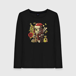 Лонгслив хлопковый женский Money heist christmas, цвет: черный