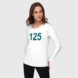 Лонгслив хлопковый женский 125 - Игра в кальмара, цвет: белый — фото 2