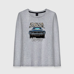 Лонгслив хлопковый женский Маслкар Ford Mustang 1973 года, цвет: меланж