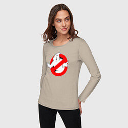 Лонгслив хлопковый женский Ghostbusters logo, цвет: миндальный — фото 2