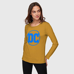Лонгслив хлопковый женский DC comics logo, цвет: горчичный — фото 2