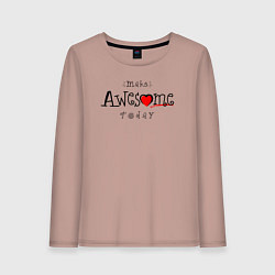 Лонгслив хлопковый женский Make awesome today, цвет: пыльно-розовый