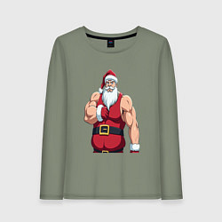 Женский лонгслив Качок дед мороз