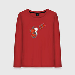 Лонгслив хлопковый женский Божья коровка средняя, цвет: красный