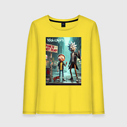 Лонгслив хлопковый женский Рик и Морти - панк жив, цвет: желтый