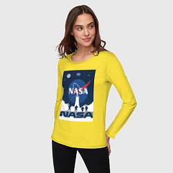 Лонгслив хлопковый женский NASA открытия, цвет: желтый — фото 2