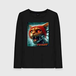 Женский лонгслив Super cyber red cat - ai art fantasy