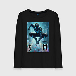 Лонгслив хлопковый женский Spider-man neon glow, цвет: черный