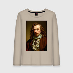 Лонгслив хлопковый женский Старинный портрет, цвет: миндальный
