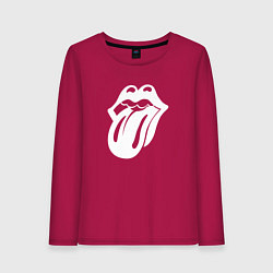 Лонгслив хлопковый женский Rolling Stones - white logo, цвет: маджента