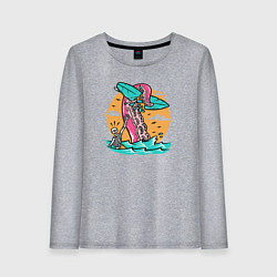 Лонгслив хлопковый женский Экстремальный серфингист, цвет: меланж