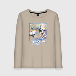 Лонгслив хлопковый женский Михаил-Шарль Легворк, цвет: миндальный