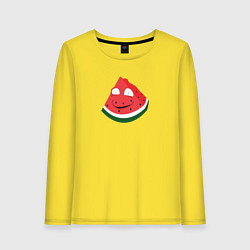 Лонгслив хлопковый женский Арбуз вынужден улыбаться - мем, цвет: желтый