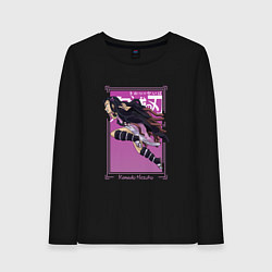 Лонгслив хлопковый женский Клинок рассекающий демонов: Незуко Камадо, цвет: черный