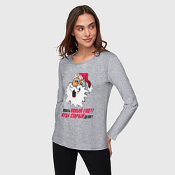 Лонгслив хлопковый женский Опять новый год, цвет: меланж — фото 2