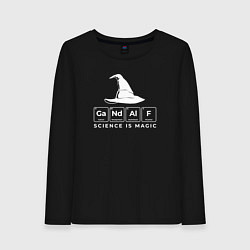 Лонгслив хлопковый женский Gendalf science is magic, цвет: черный