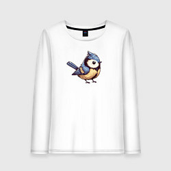 Лонгслив хлопковый женский Синичка, цвет: белый