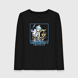 Лонгслив хлопковый женский Чун Юнь, цвет: черный