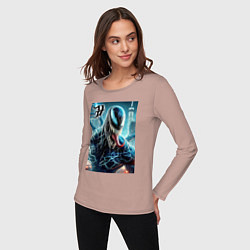 Лонгслив хлопковый женский Venom in New York city - ai art fantasy, цвет: пыльно-розовый — фото 2