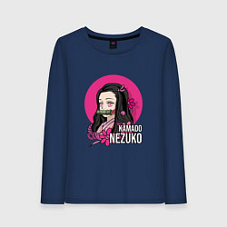 Лонгслив хлопковый женский Клинок рассекающий демонов Камадо Незуко, цвет: тёмно-синий