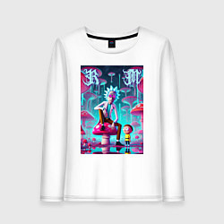Лонгслив хлопковый женский Rick and Morty under the mushrooms, цвет: белый