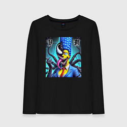 Лонгслив хлопковый женский Веном вселился в Мардж Симпсон - прикол, цвет: черный