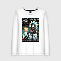 Лонгслив хлопковый женский Morty and Rick - meme we are Venom, цвет: белый
