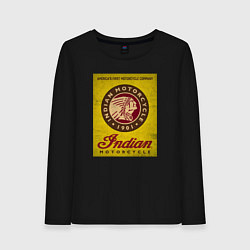 Лонгслив хлопковый женский Indian motorcycle, цвет: черный