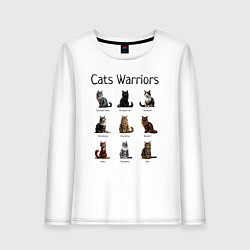 Лонгслив хлопковый женский Коты воители, цвет: белый