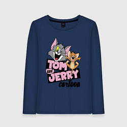 Лонгслив хлопковый женский Tom and Jerry, цвет: тёмно-синий
