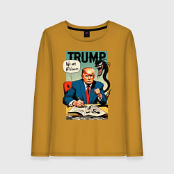 Лонгслив хлопковый женский Trump - we are Venom meme, цвет: горчичный