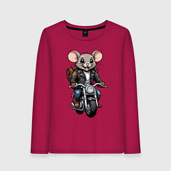 Лонгслив хлопковый женский Biker mice, цвет: маджента