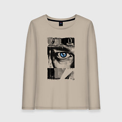 Лонгслив хлопковый женский Тревожный взгляд, цвет: миндальный