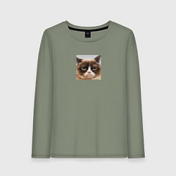 Лонгслив хлопковый женский Сердитая Кошка для пары, цвет: авокадо
