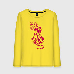 Лонгслив хлопковый женский Гепард в сердцах, цвет: желтый