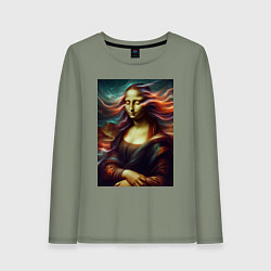 Женский лонгслив Мона Лиза закрыла глаза