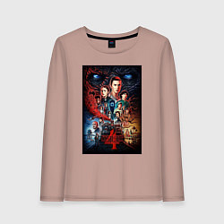 Лонгслив хлопковый женский Stranger Things 4, цвет: пыльно-розовый