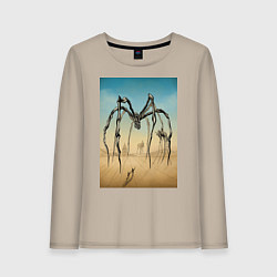 Лонгслив хлопковый женский Паук Дали и Буржуа цвет, цвет: миндальный