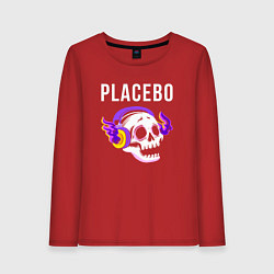 Лонгслив хлопковый женский Placebo - неоновый череп, цвет: красный