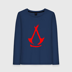 Лонгслив хлопковый женский Assassins creed - shadows logotype, цвет: тёмно-синий