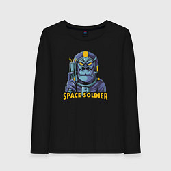 Лонгслив хлопковый женский Monkey space soldier, цвет: черный