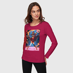Лонгслив хлопковый женский Мегумин колдует взрывную магию, цвет: маджента — фото 2