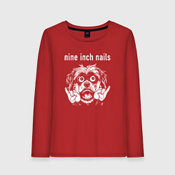 Лонгслив хлопковый женский Nine Inch Nails rock dog, цвет: красный