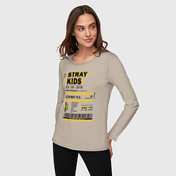 Лонгслив хлопковый женский Stray kids ticket, цвет: миндальный — фото 2