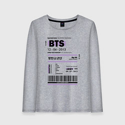 Лонгслив хлопковый женский Bts ticket, цвет: меланж
