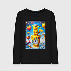 Женский лонгслив Funny Pikachu and fishes - surrealism